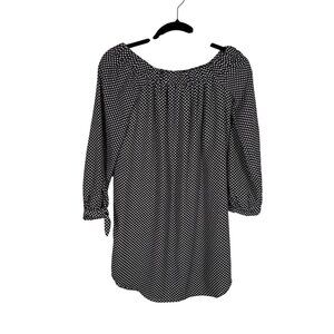 Express Women XS Black White Polka Dot Long Sleeve Off The Shoulder Shift Dress